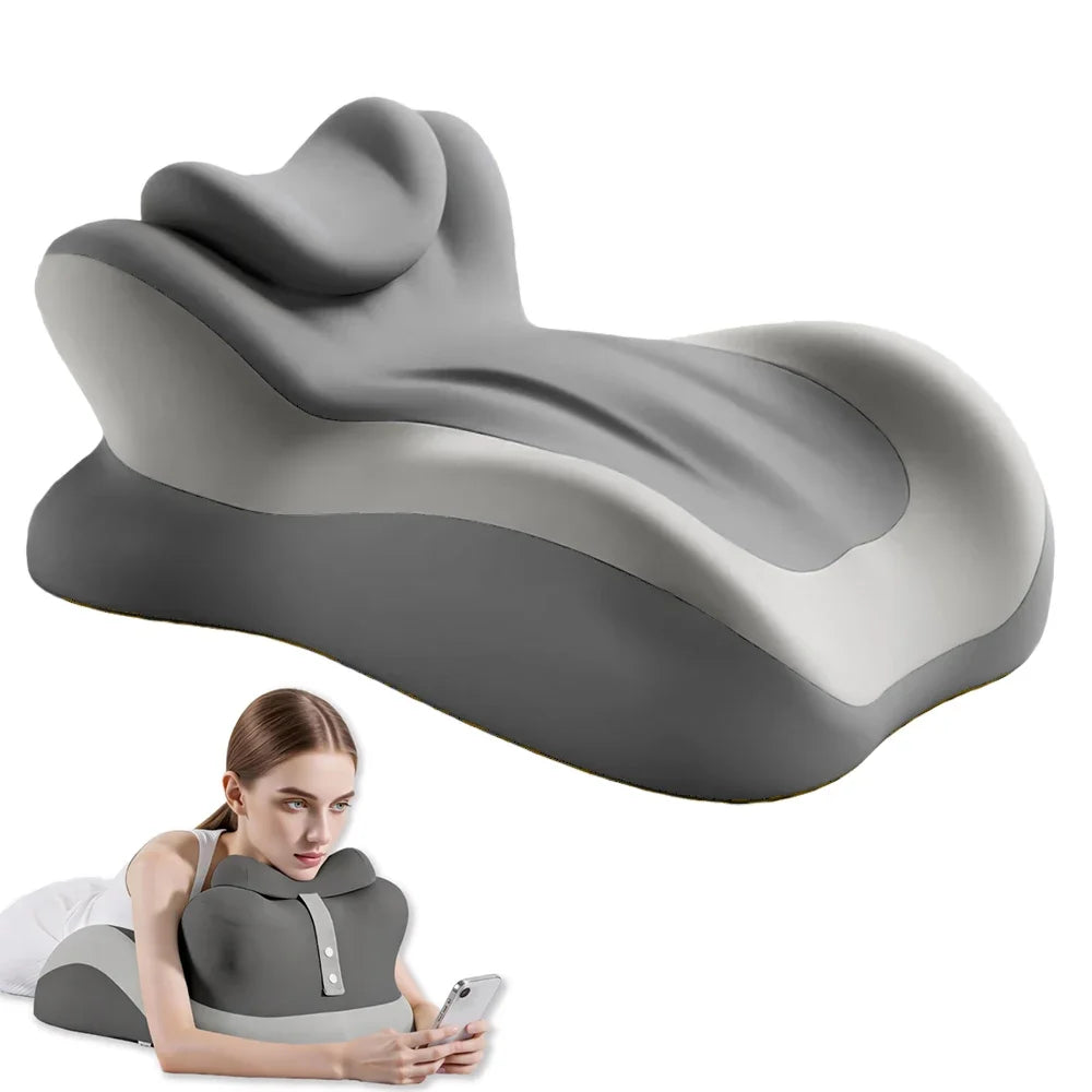 Memory Foam Prone Reading Pillow With Ergonomic Removable Headrest