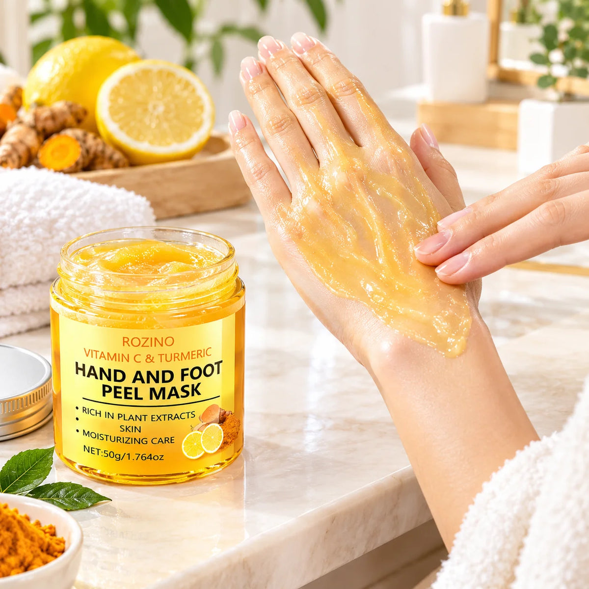 ROZINO Hand And Foot Peel Masks With Vitamin C Turmeric