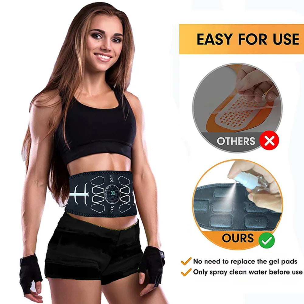 EMS Abdominal Toning Belt Muscle Stimulator Rechargeable Body Fitness Massager