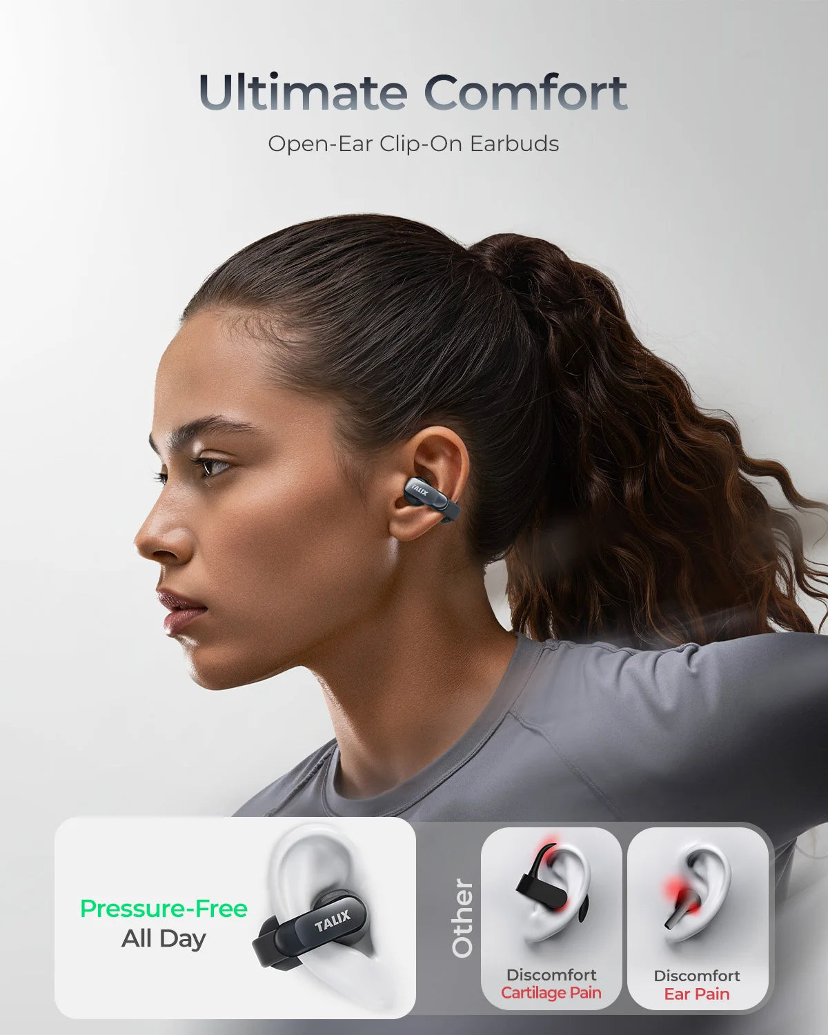 TALIX AuraHalo G1 Open Ear Earbuds 5.3 Bluetooth ANC Headphones