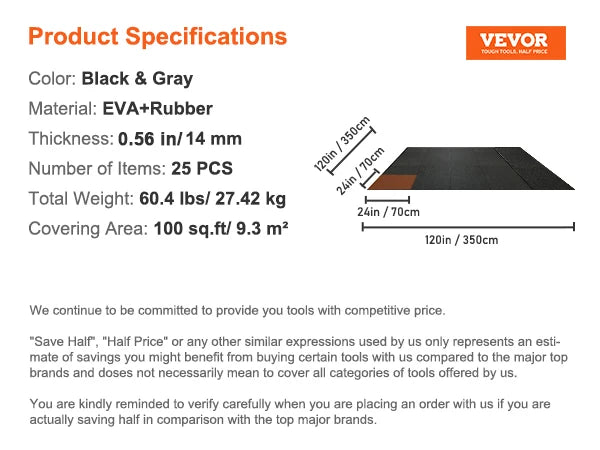 SucceBuy Interlocking EVA Foam And Rubber Waterproof Gym Floor Mats