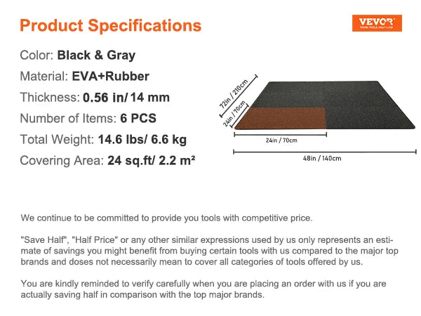 SucceBuy Interlocking EVA Foam And Rubber Waterproof Gym Floor Mats