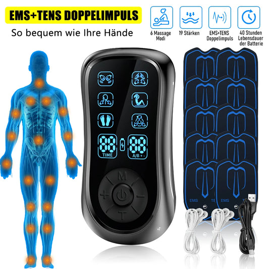 Dual Channel Rechargeable TENS EMS Muscle Stimulator