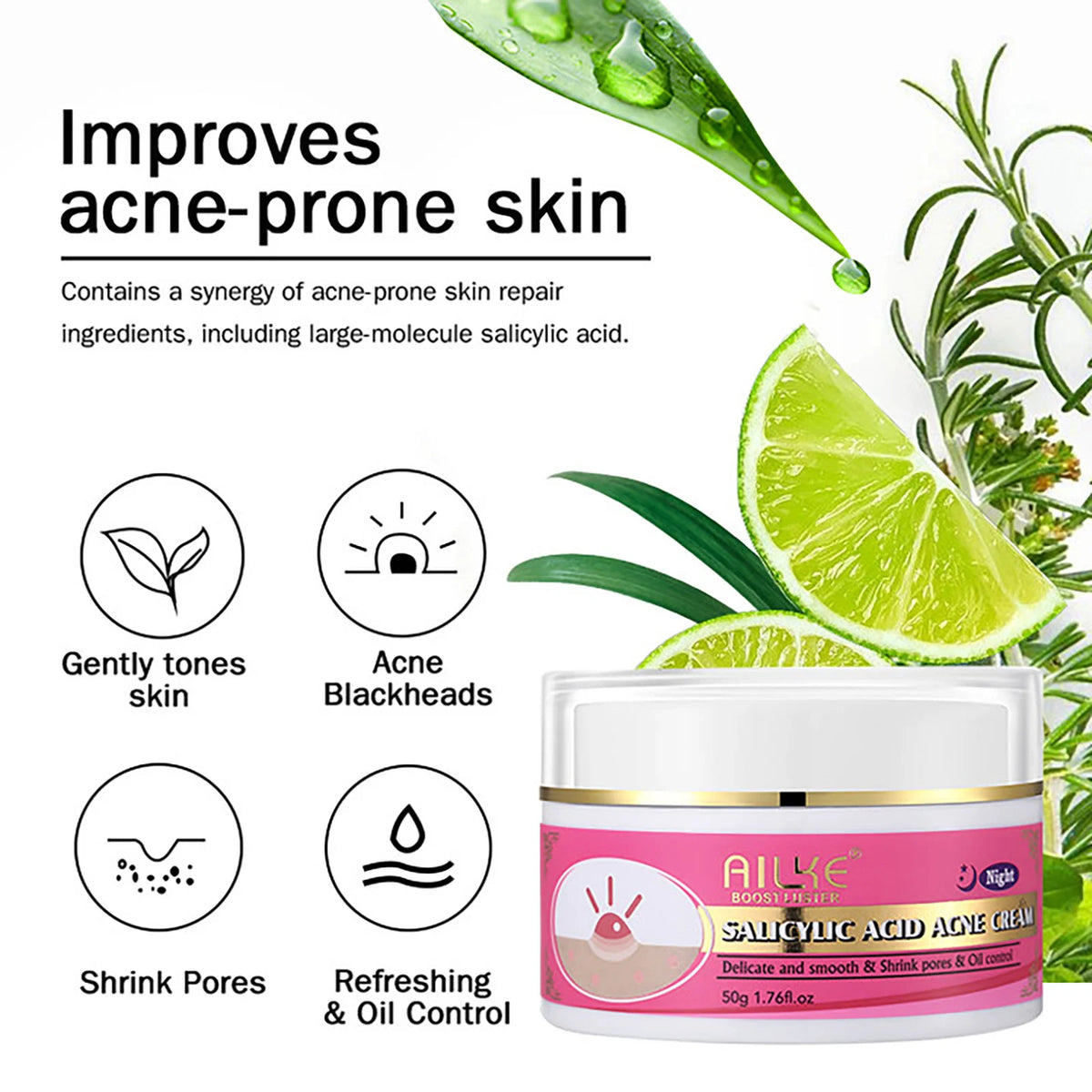 AILKE Natural Skin Brightening Moisturizing Acne Care Cream Set
