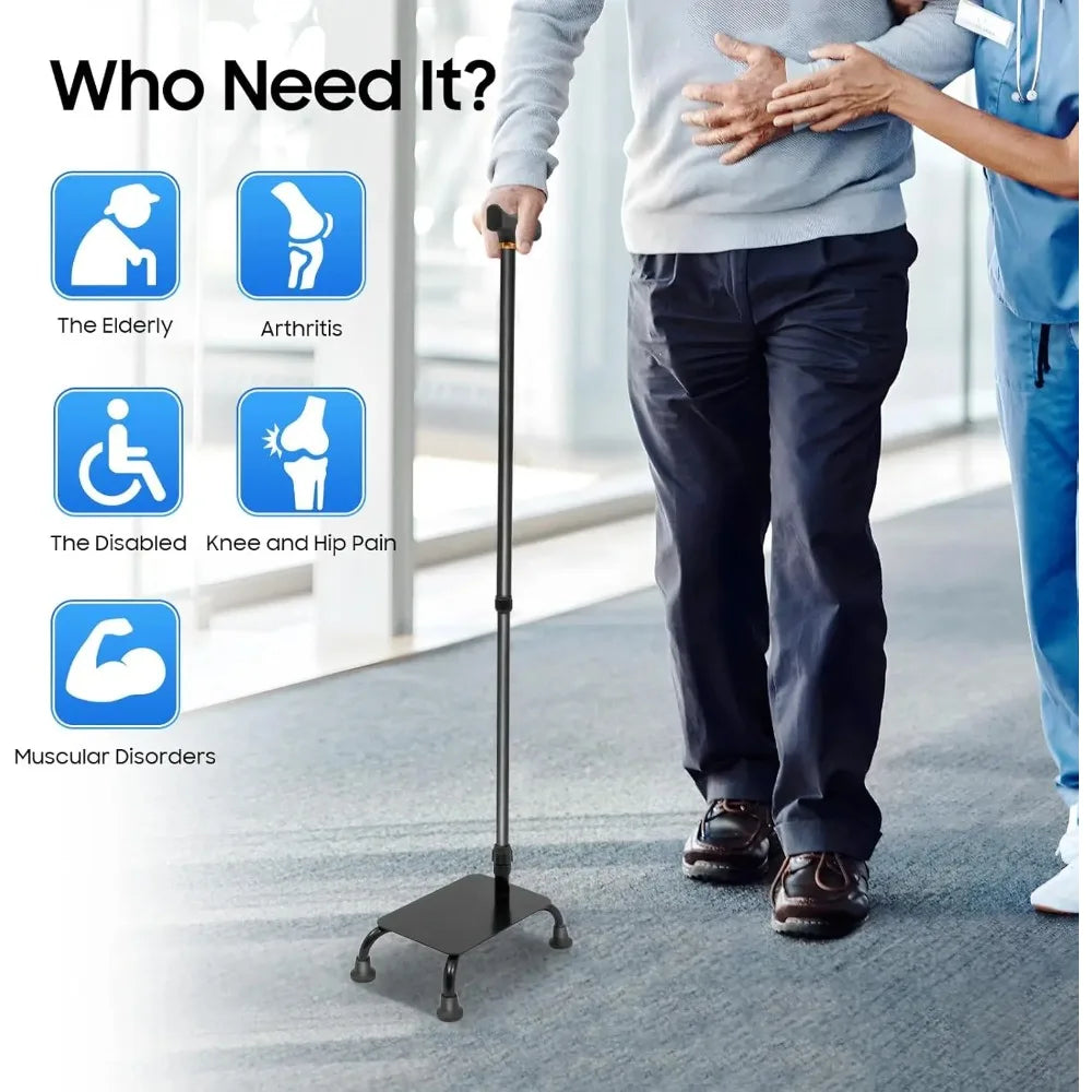 Stair Climbing Cane 2 In 1 Adjustable Anti Slip Support