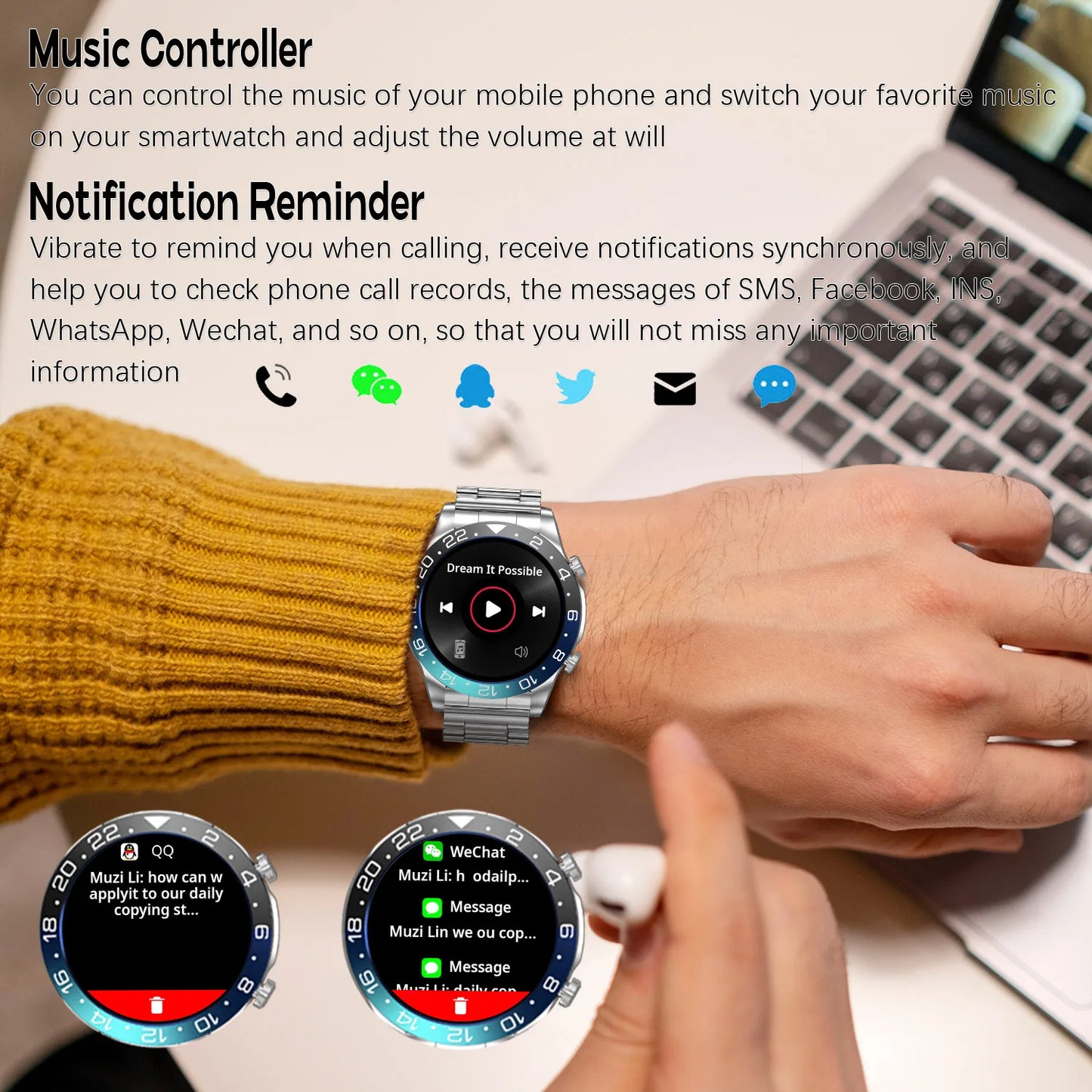 Smart Watch Men AMOLED Bluetooth Call Fitness Tracker