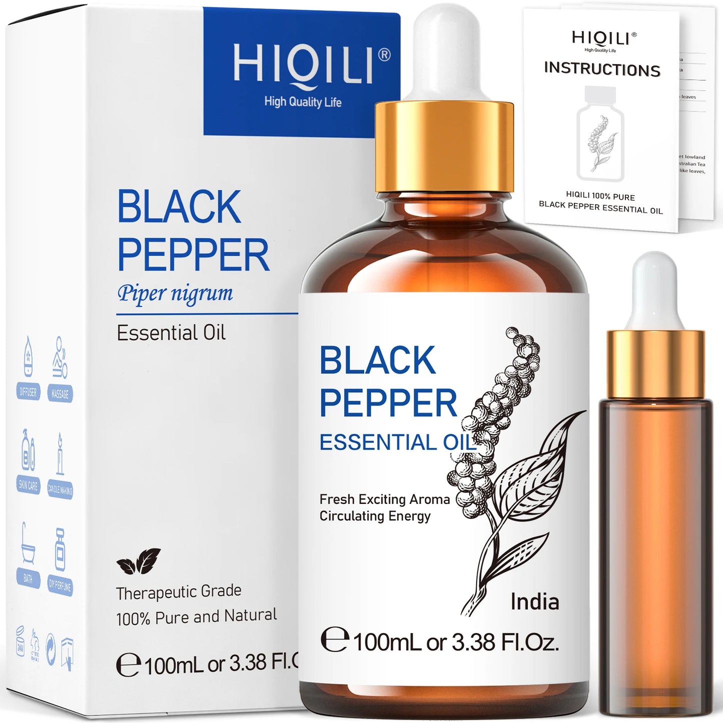Hiqili 100% Pure Black Pepper Essential Oil For Diffuser Use
