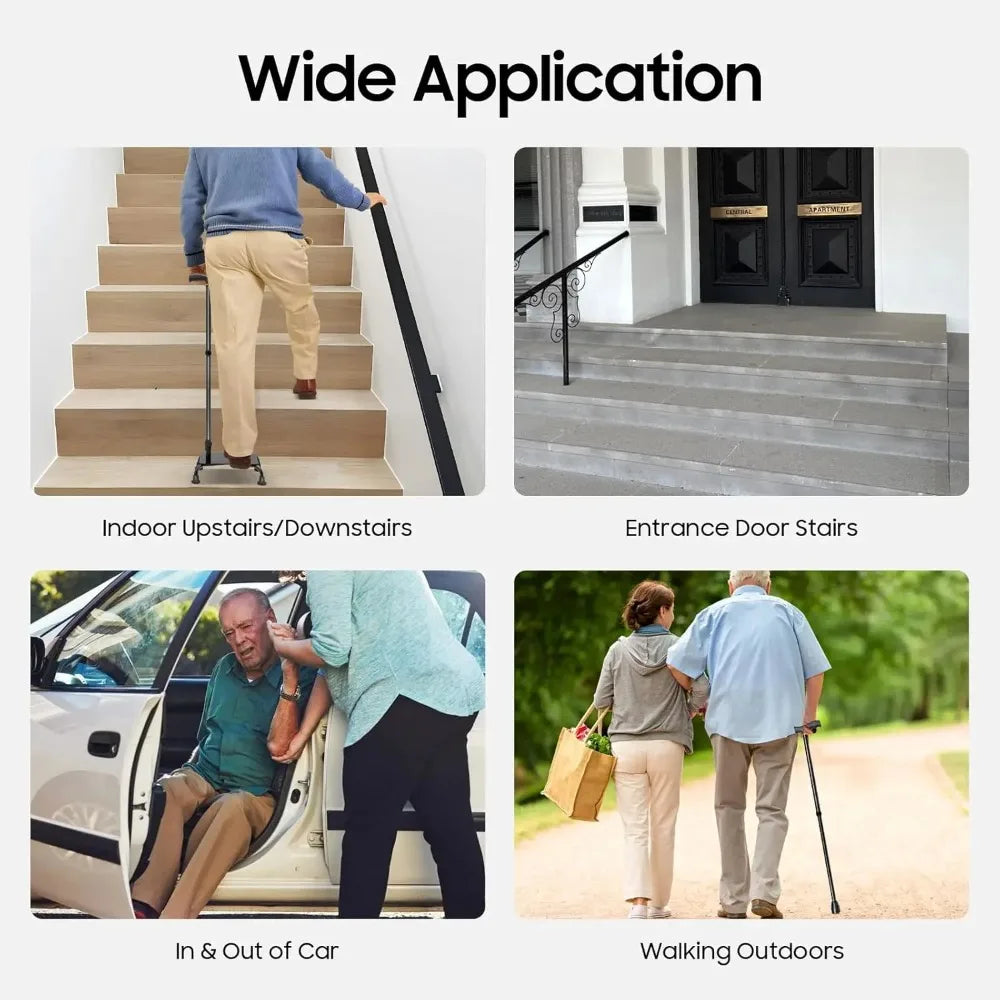 Stair Climbing Cane 2 In 1 Adjustable Anti Slip Support