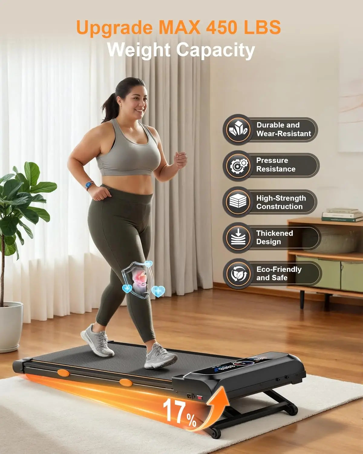 3.5HP Walking Pad Treadmill With Auto Incline RGB Screen Foldable
