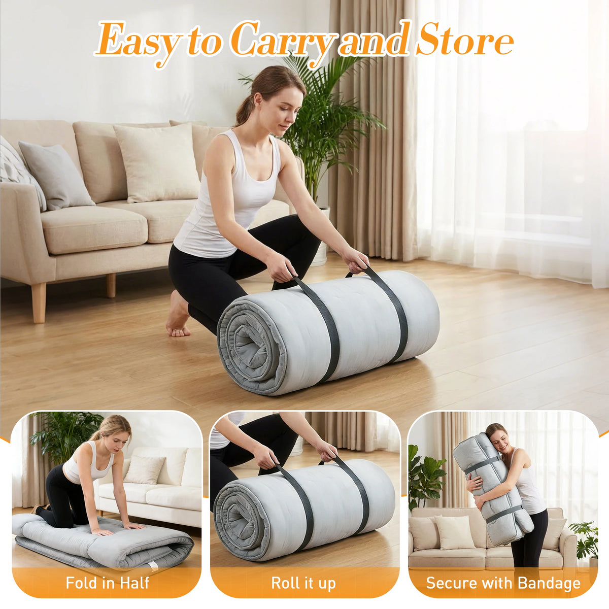 JHK Foldable Soft Breathable Bed Mattress Topper For Home Use
