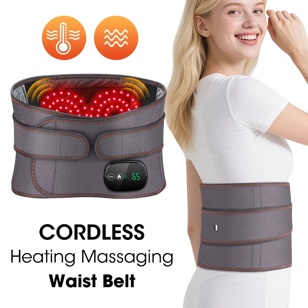 Agdoad Heating Vibration Massager Belt Dual Red Light Lumbar Support