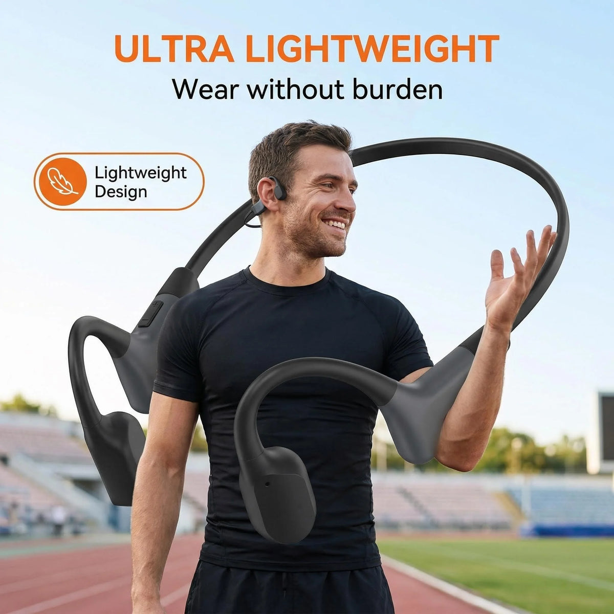 Bluetooth Bone Conduction Open Ear Wireless Headphones With ENC Microphone