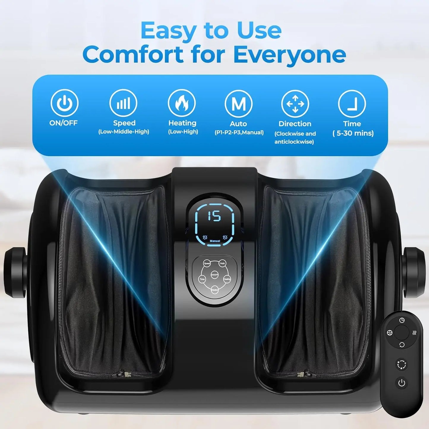 HTM Electric Foot Calf Massager Shiatsu Deep Tissue Heating Machine