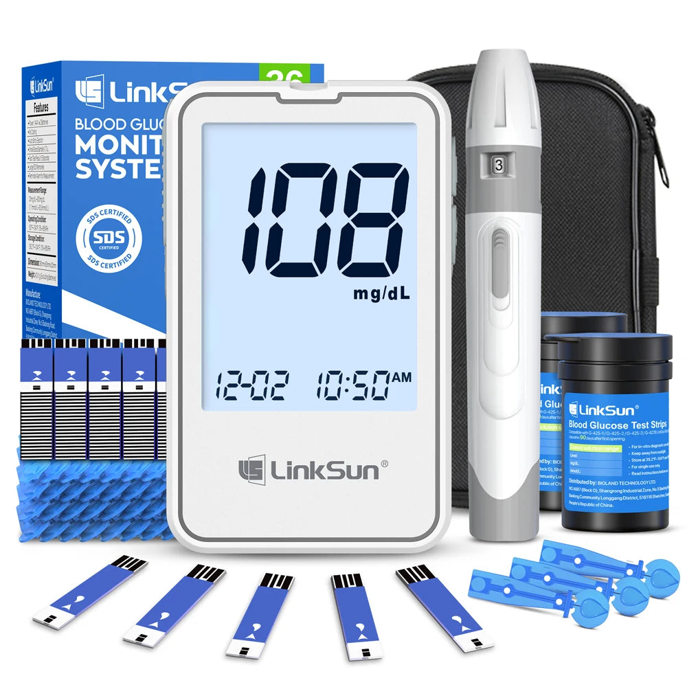 Linksun Blood Glucose Monitor With Test Strips And Lancing Device