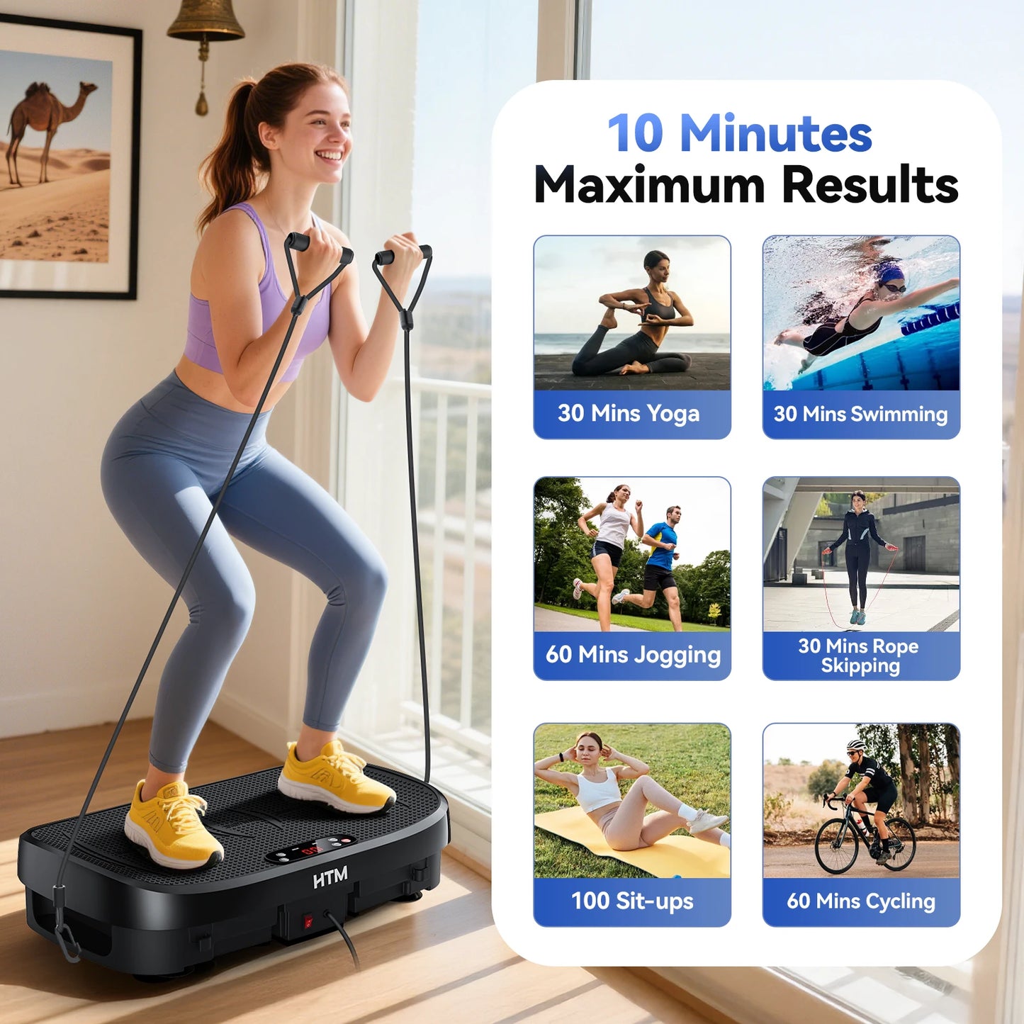 HTM Whole Body Vibration Fitness Plate Exercise Machine Home Trainer