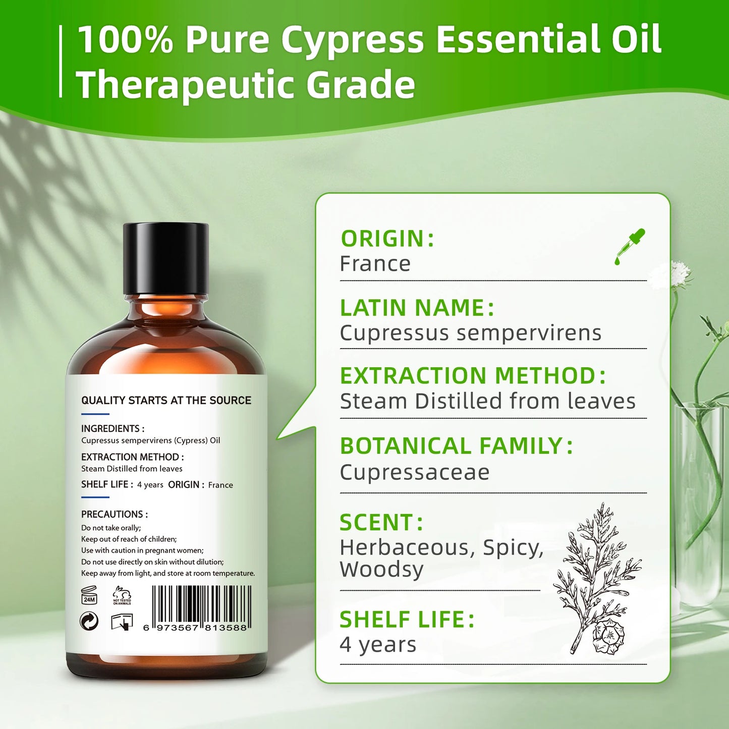 Hiqili 100Ml Pure Cypress Essential Oil