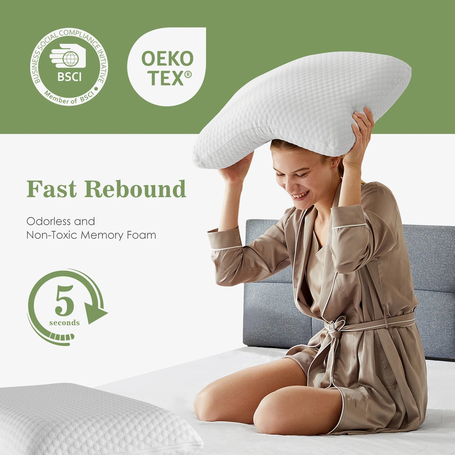 Jhk 2 Pieces Memory Foam Cooling Bed Pillows