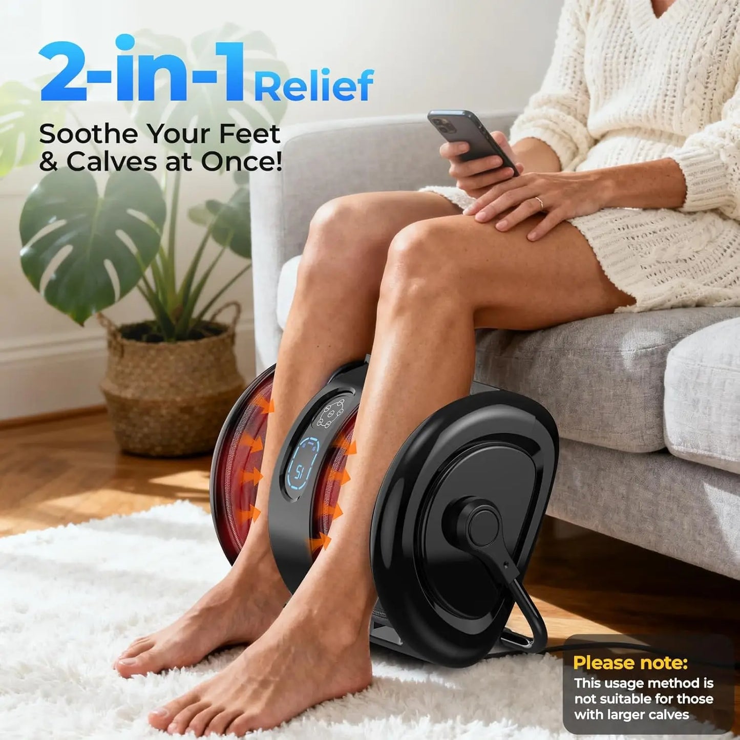 HTM Electric Foot Calf Massager Shiatsu Deep Tissue Heating Machine