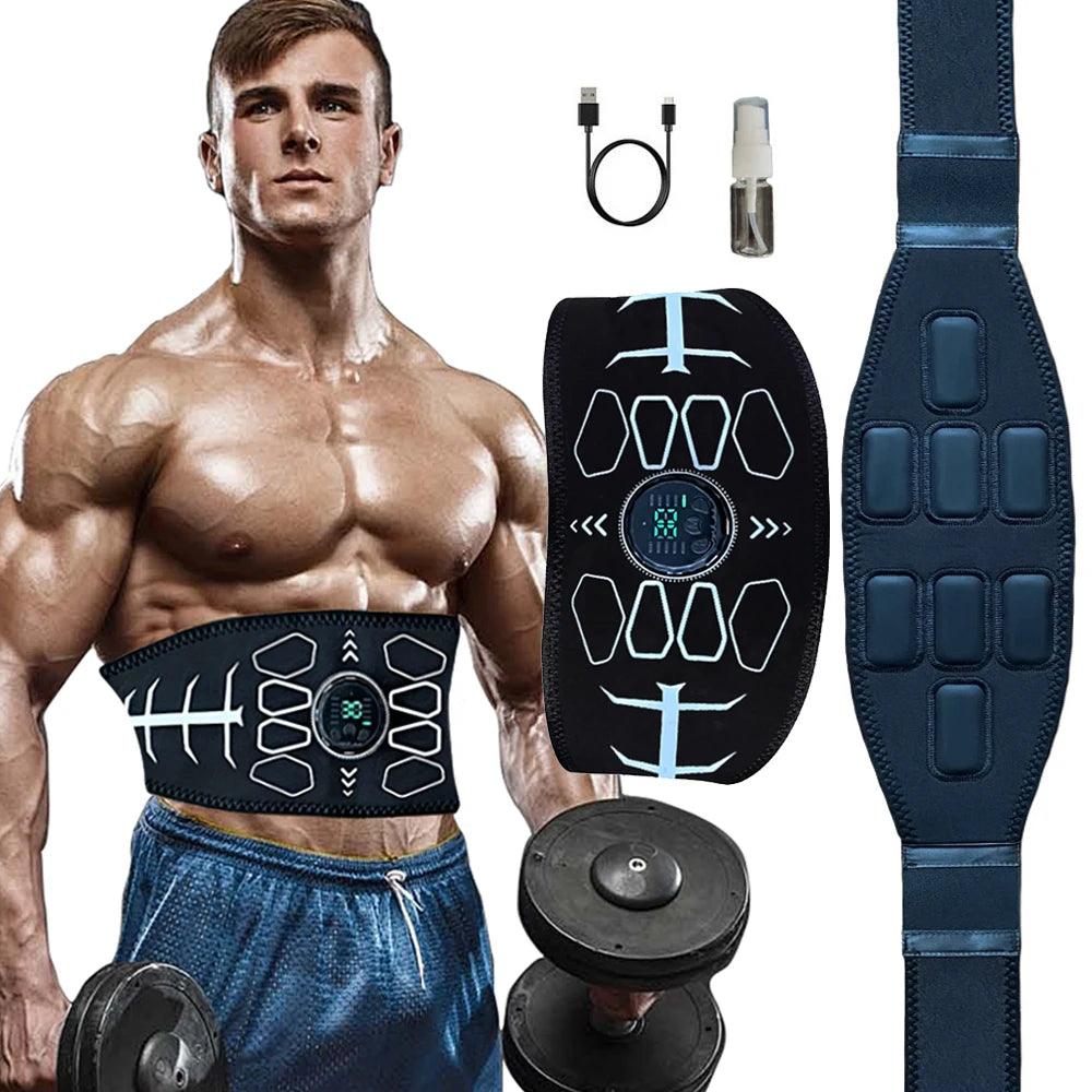 EMS Abdominal Toning Belt Muscle Stimulator Rechargeable Body Fitness Massager