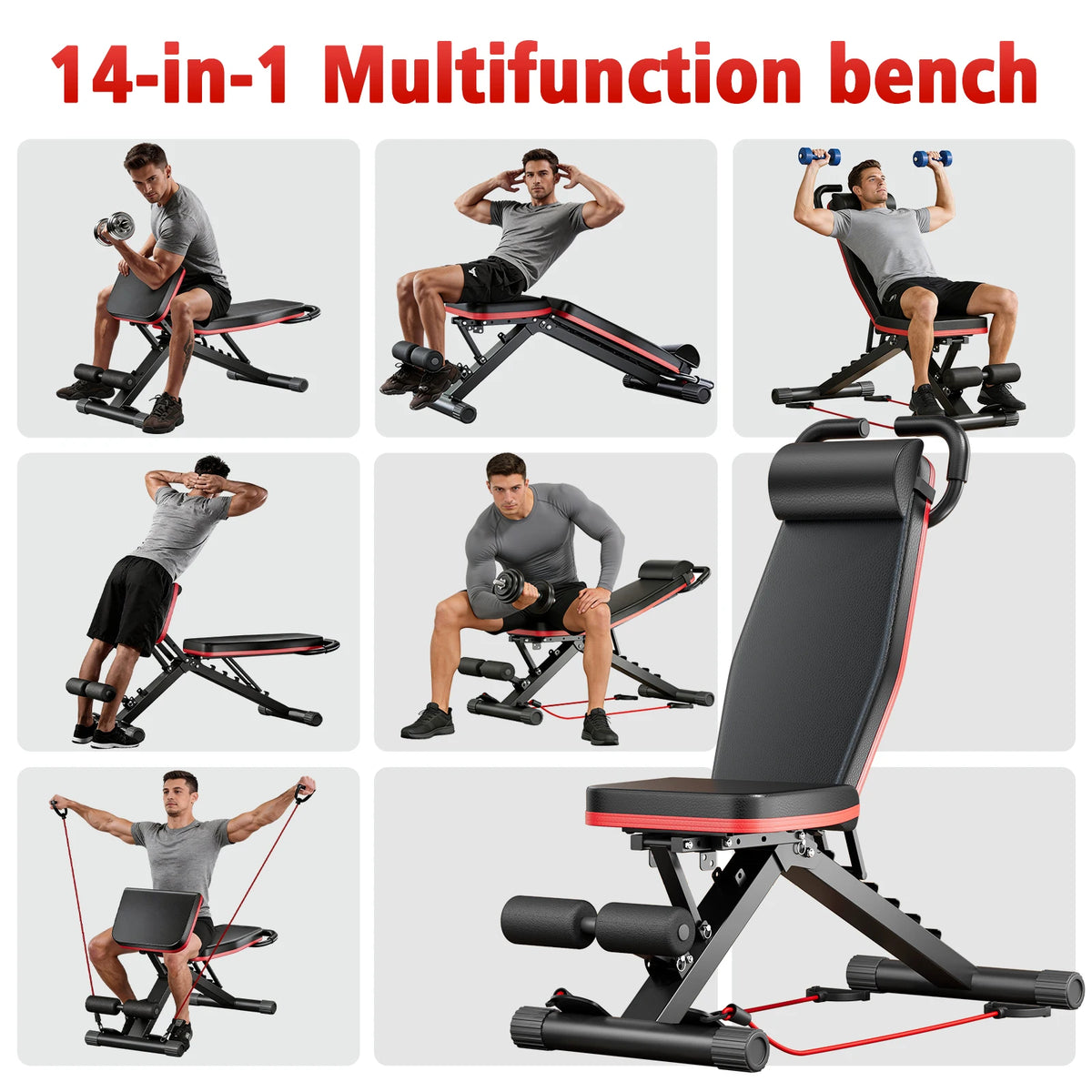 14-in-1 Foldable Adjustable Dumbbell Bench for Full Body Workouts