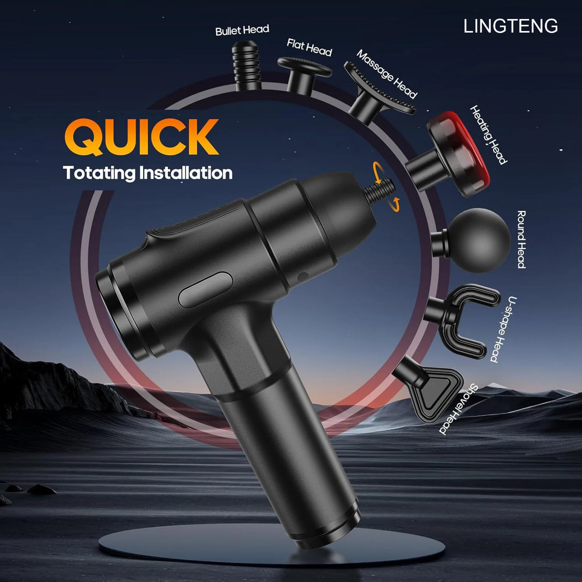 LINGTENG Heated Percussion Massage Gun for Deep Tissue Muscle Relief