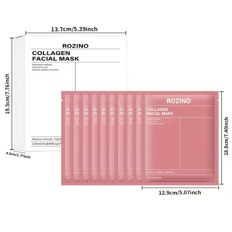 ROZINO Bio Collagen Facial Masks for Hydrating and Glowing Skin