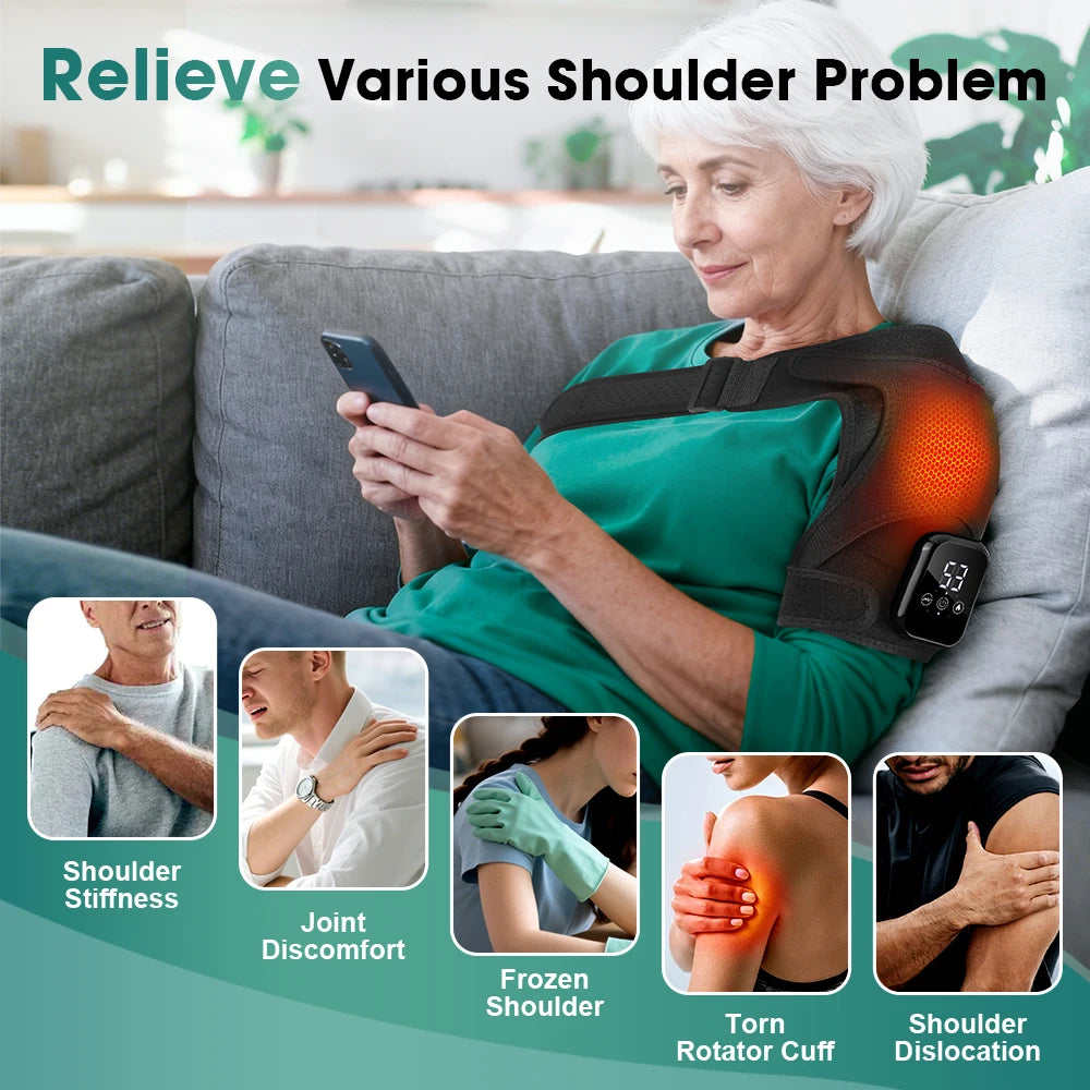 Hailicare Electric Heating Shoulder Brace With Hot Compress Vibration Massage