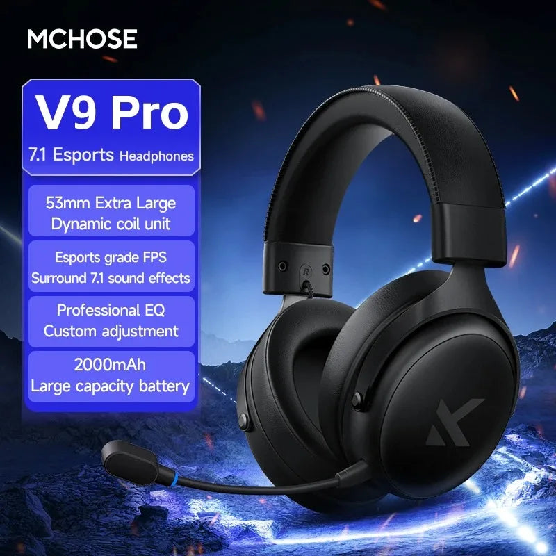 MCHOSE V9 Wireless Gaming Headset 7.1 Surround Sound Noise Canceling