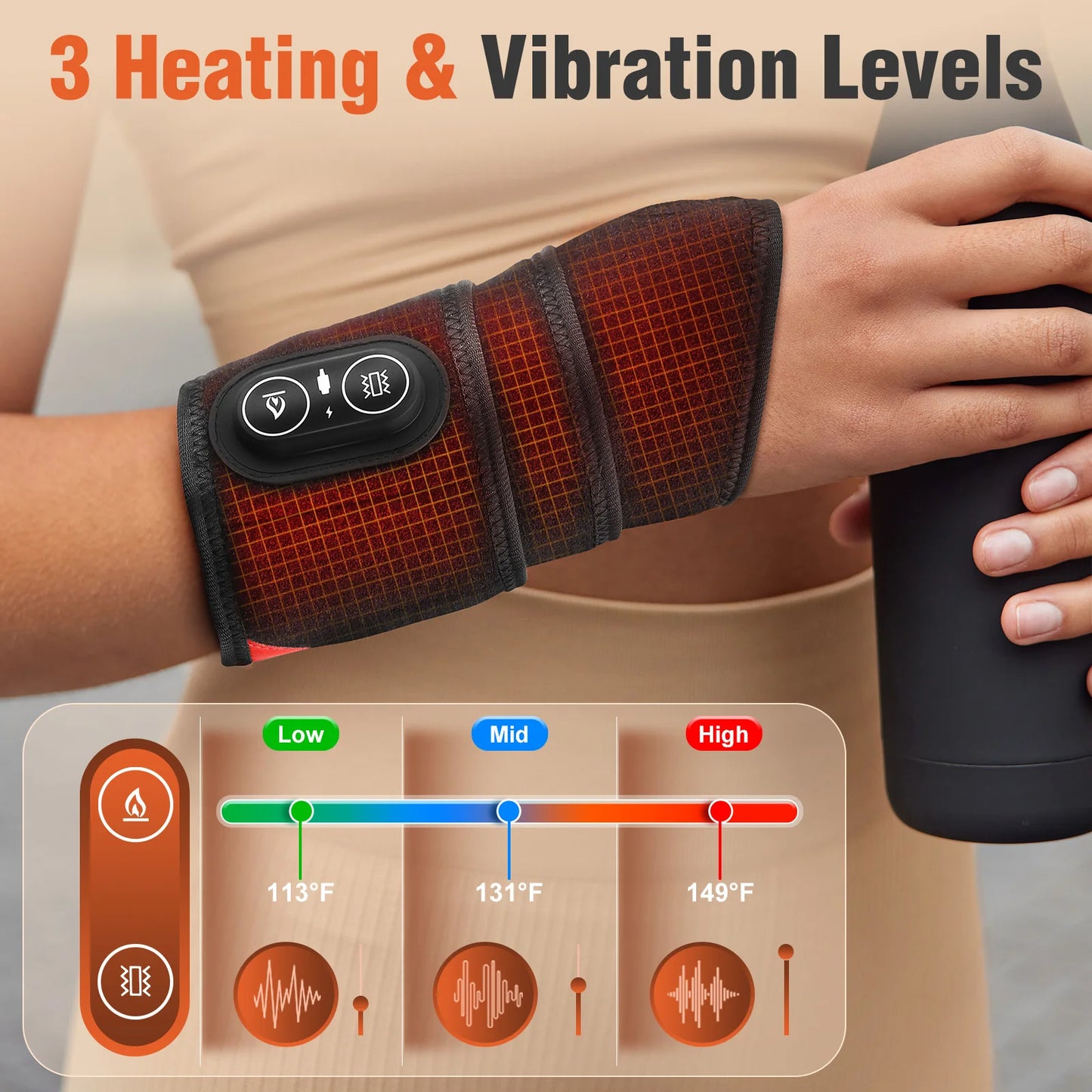 Hailicare LED Red Light Vibration Heating Wrap For Joint Support