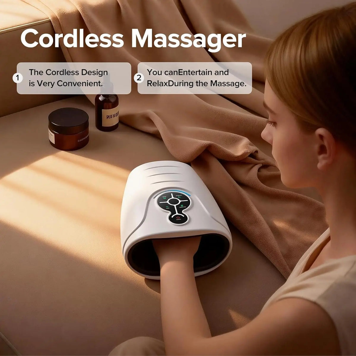 LINGTENG Cordless Heated Hand Massager for Relaxation and Comfort