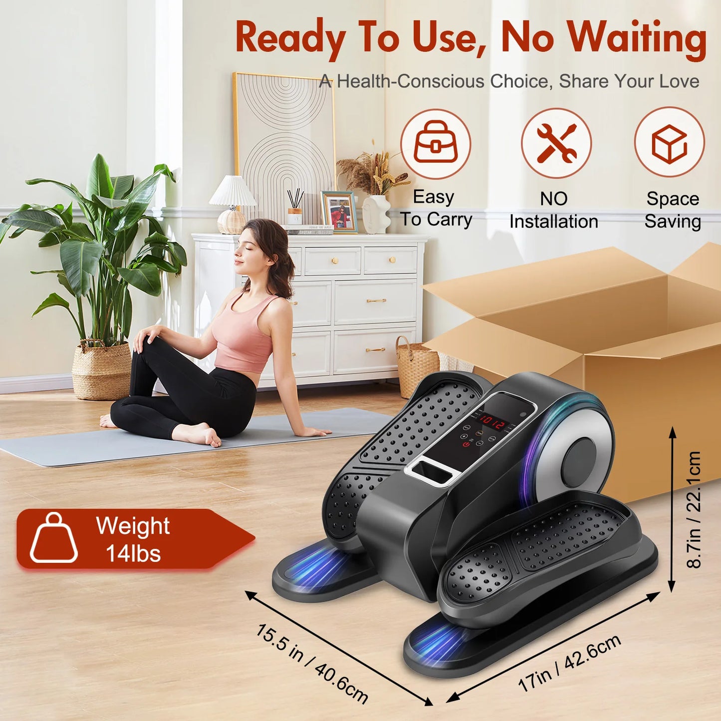 Gamewiu Under Desk Elliptical Portable Mini Leg Exerciser Remote Control