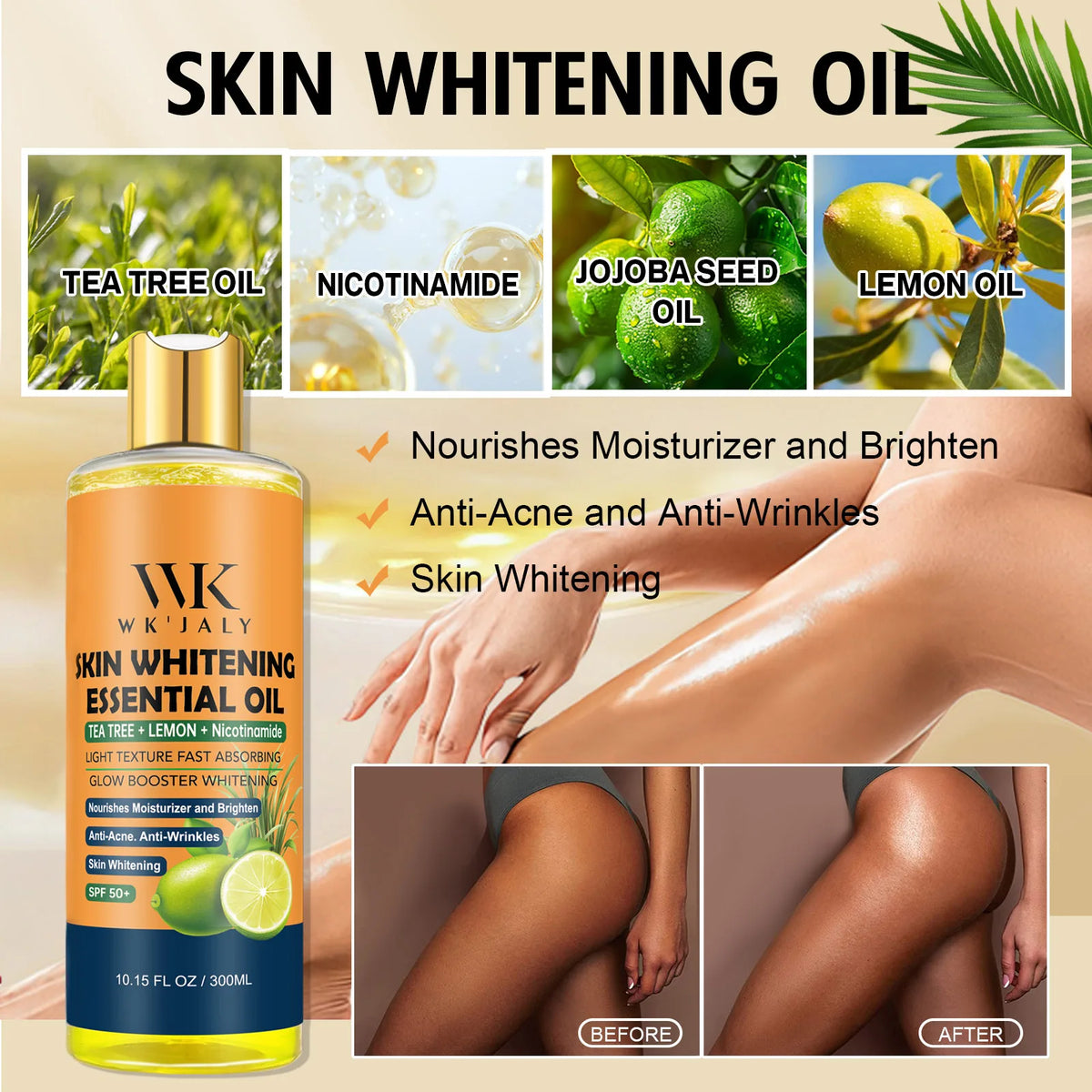 WK Jaly Moisturizing Brightening Body Oil For Smooth Radiant Skin