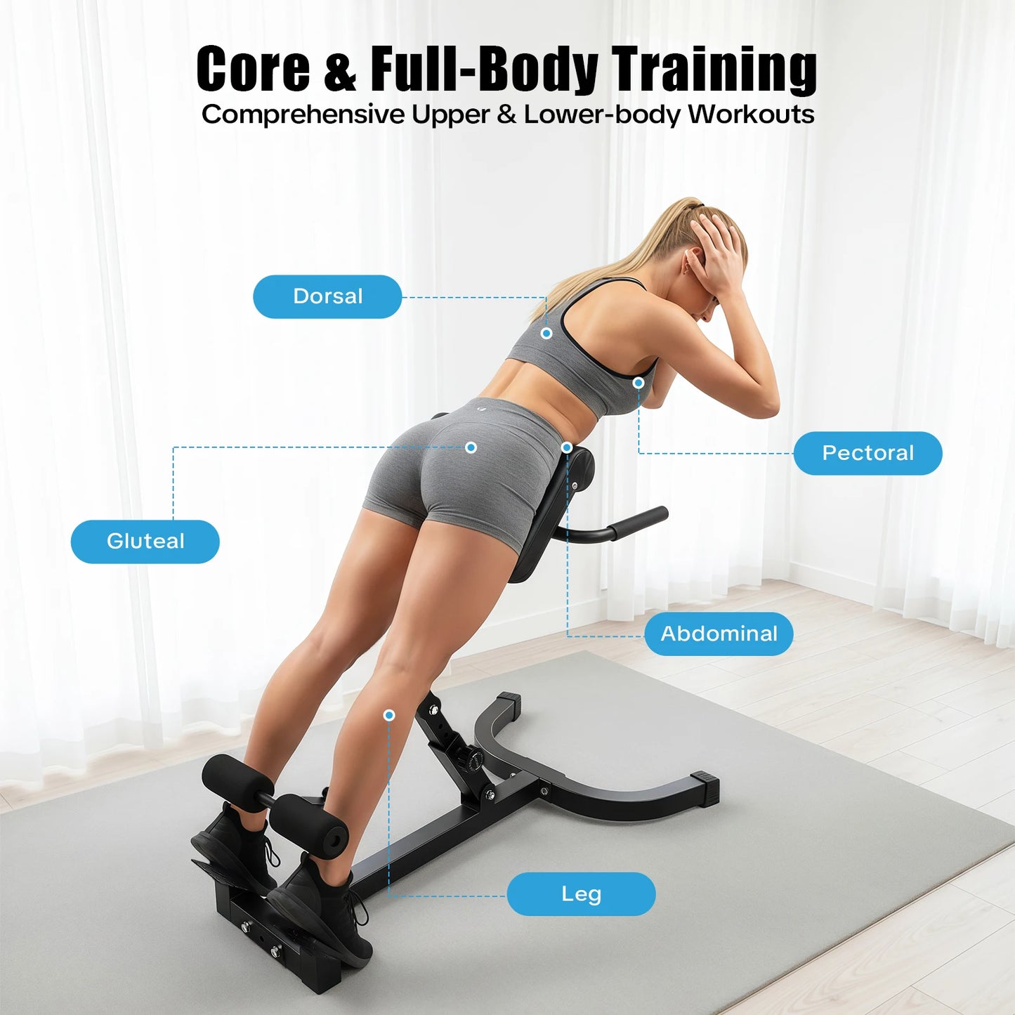 Back Extension Roman Chair Foldable Hyperextension Bench 150kg Capacity