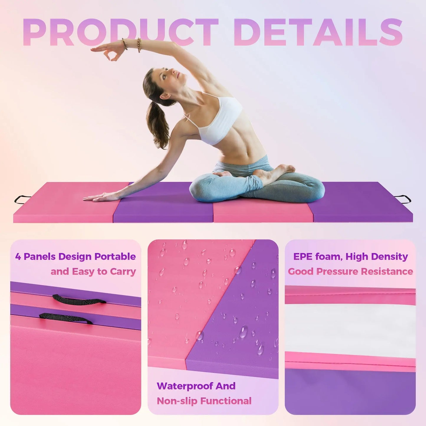 HiMISS Thick Portable Gymnastics And Yoga Exercise Mat