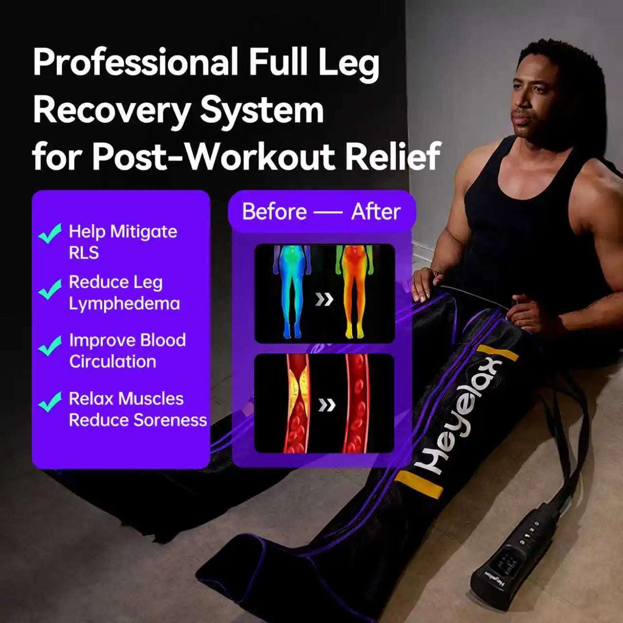 Heyelax Leg Compression Massager For Pain Relief Circulation Recovery Boots