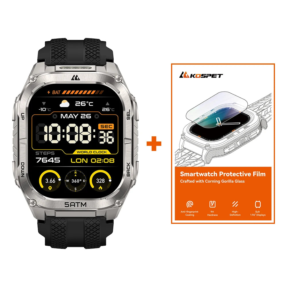 Kospet Tank M4C GPS Smartwatch With Health Tracking Integrated Flashlight