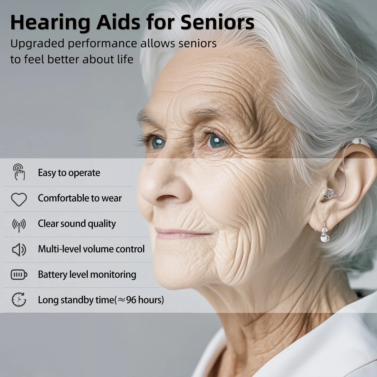 Kfcoppee Rechargeable Invisible Behind The Ear Digital Hearing Aid For Adult