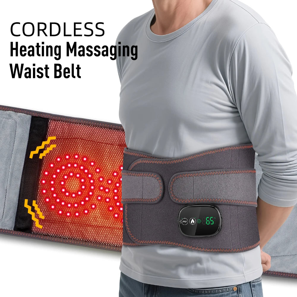 Agdoad Heating Vibration Massager Belt Dual Red Light Lumbar Support