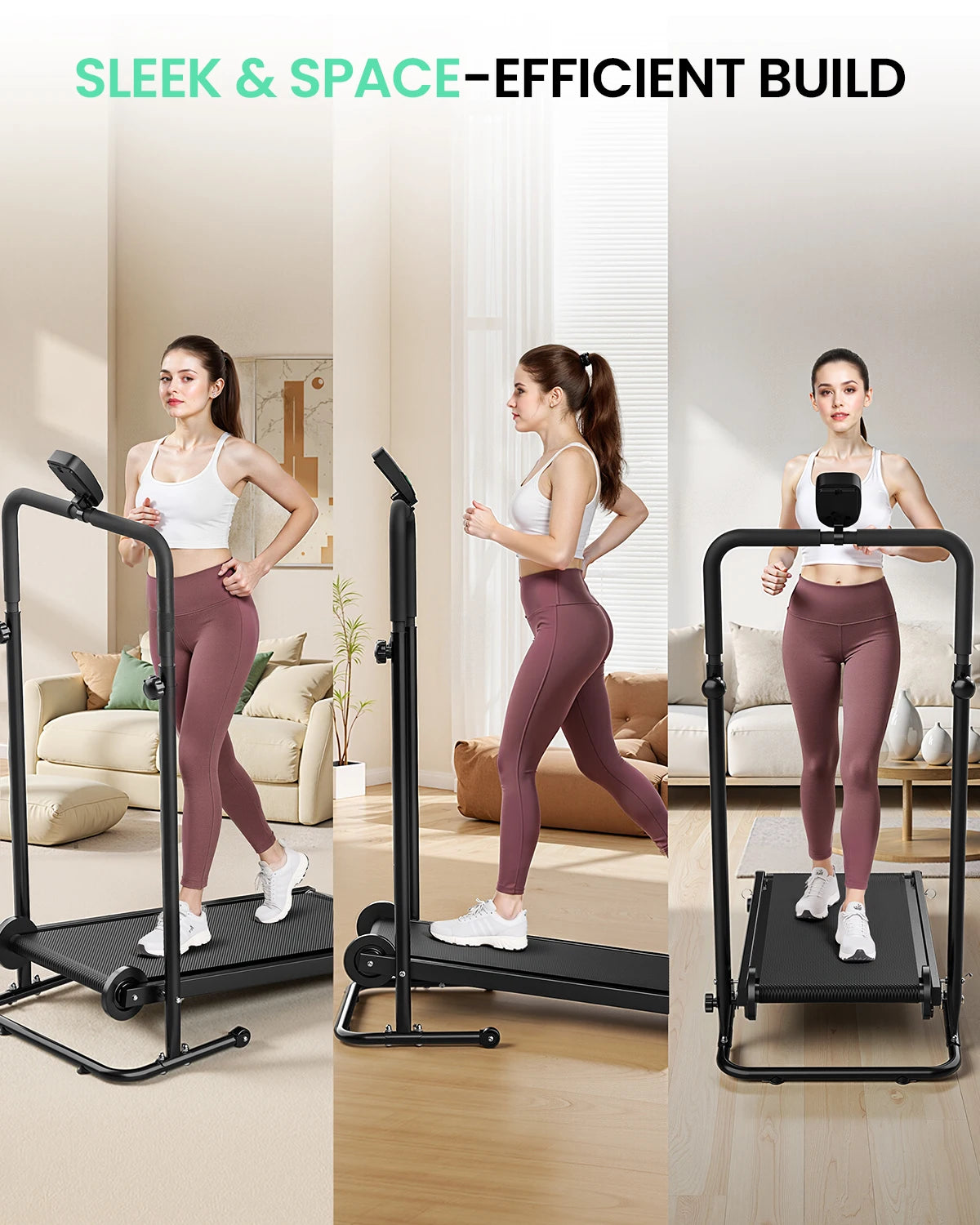 Akluer Mechanical Treadmill With Foldable Frame And Digital Console