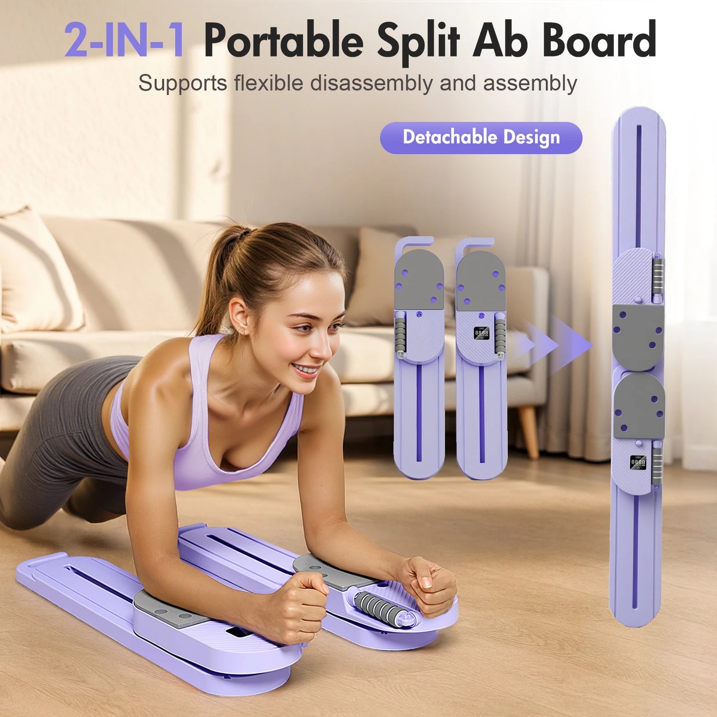 Pilates Reformer Board AB Portable Split Gym Equipment LCD