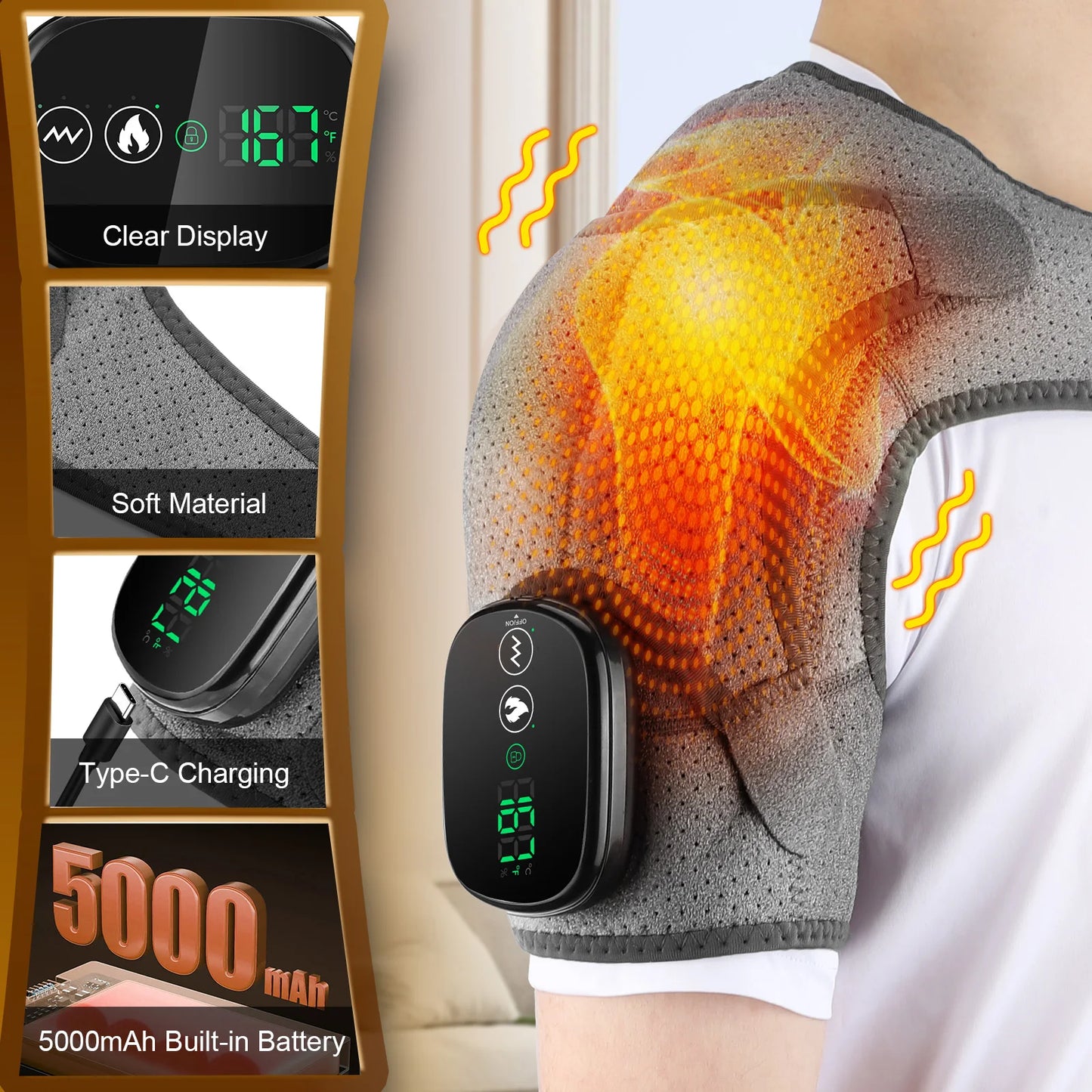 Pastsky Electric Shoulder Heating Pad With Vibration And Heat