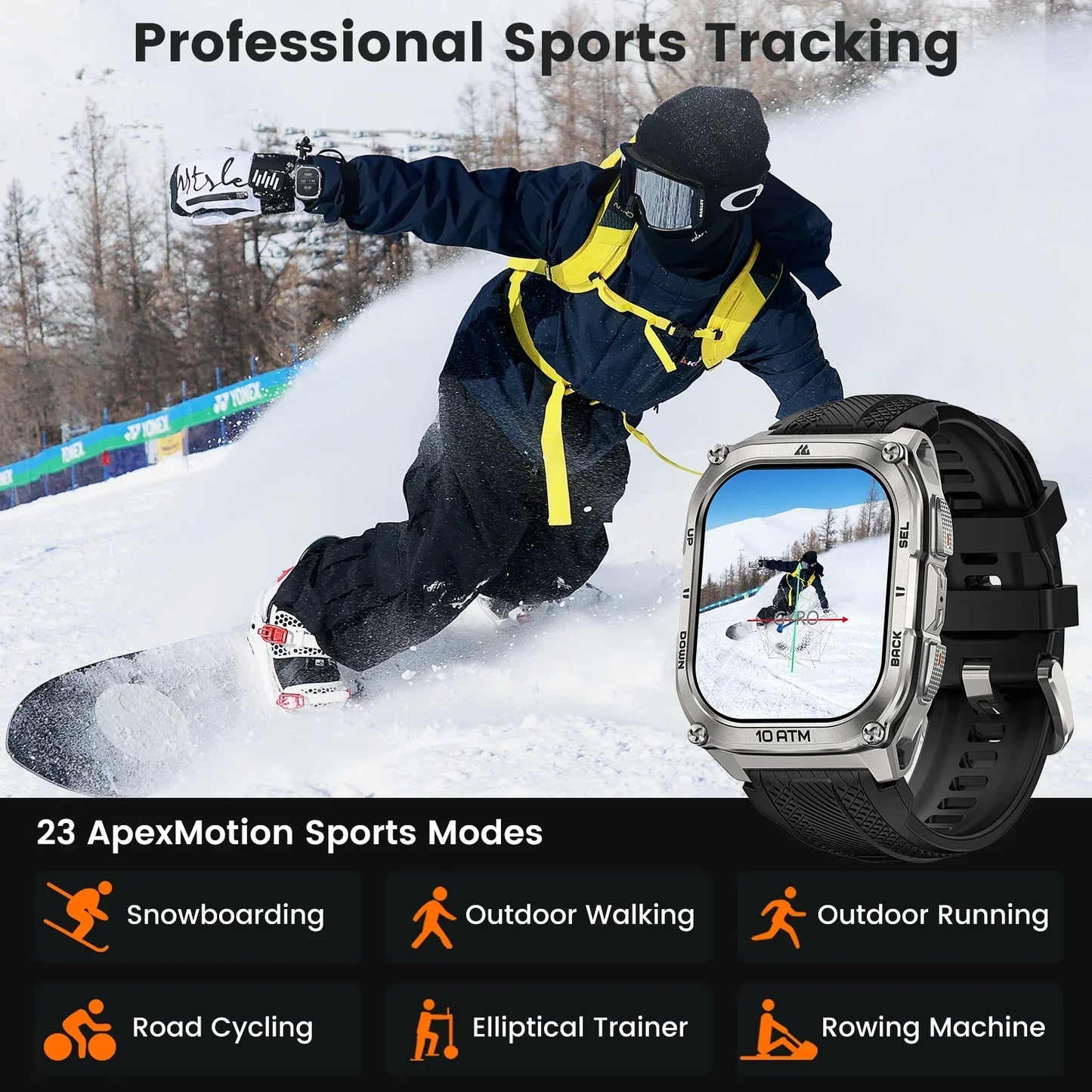 KOSPET Tank M4 Smartwatch Waterproof GPS Health Monitor Android iOS