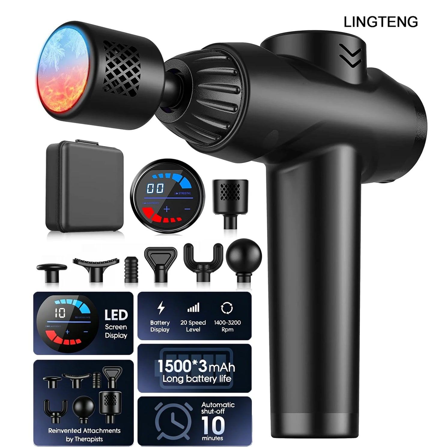 Lingteng Hot And Cold Deep Tissue Percussion Massage Gun
