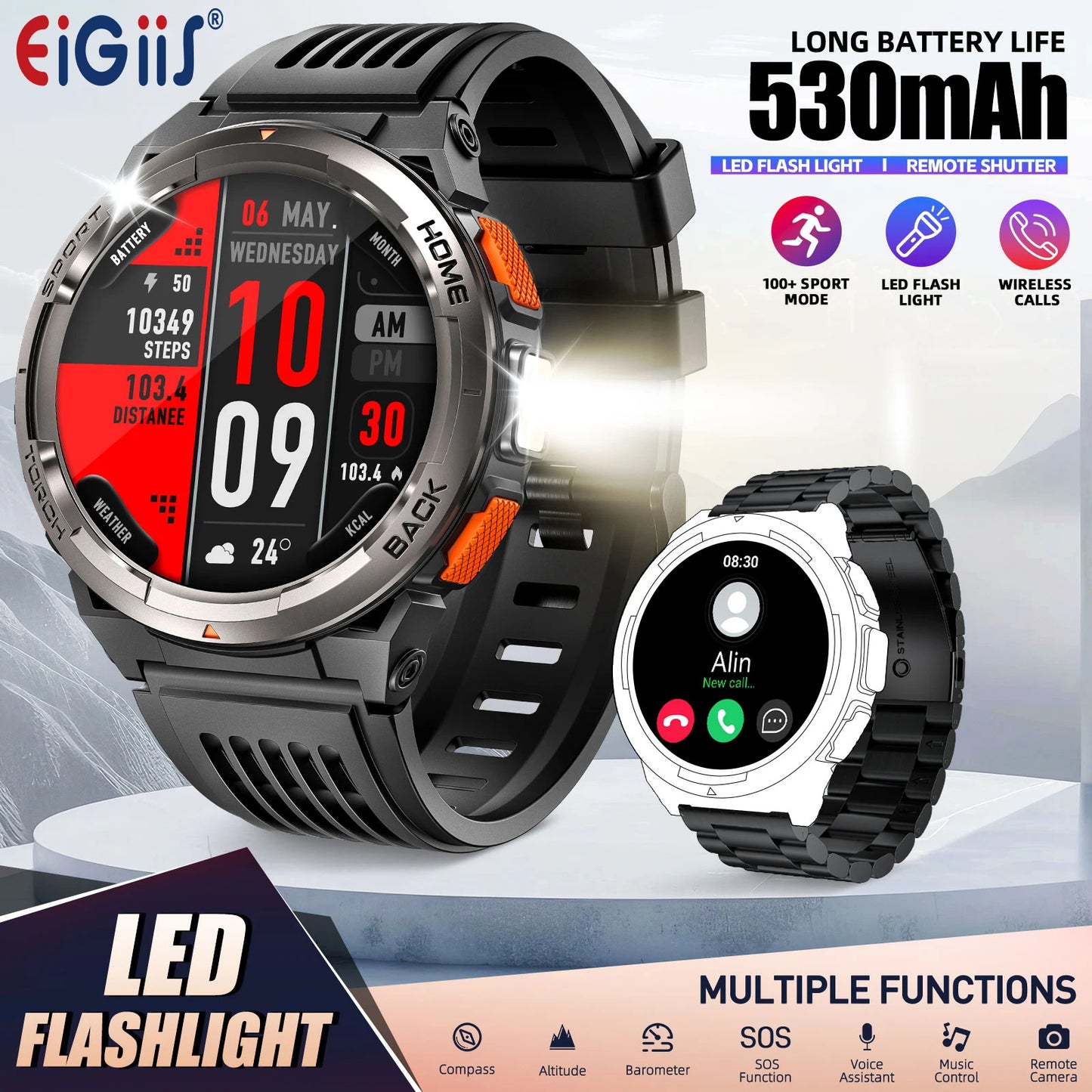 Eigiais Ke5 Smartwatch Waterproof Sports Watch
