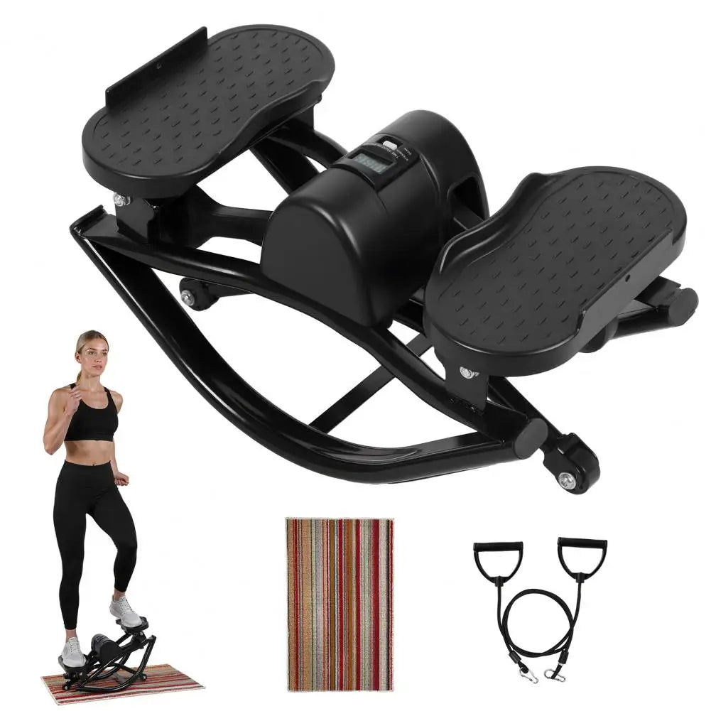 Low Shock Lateral Rocking Fitness Stepper With Resistance Bands