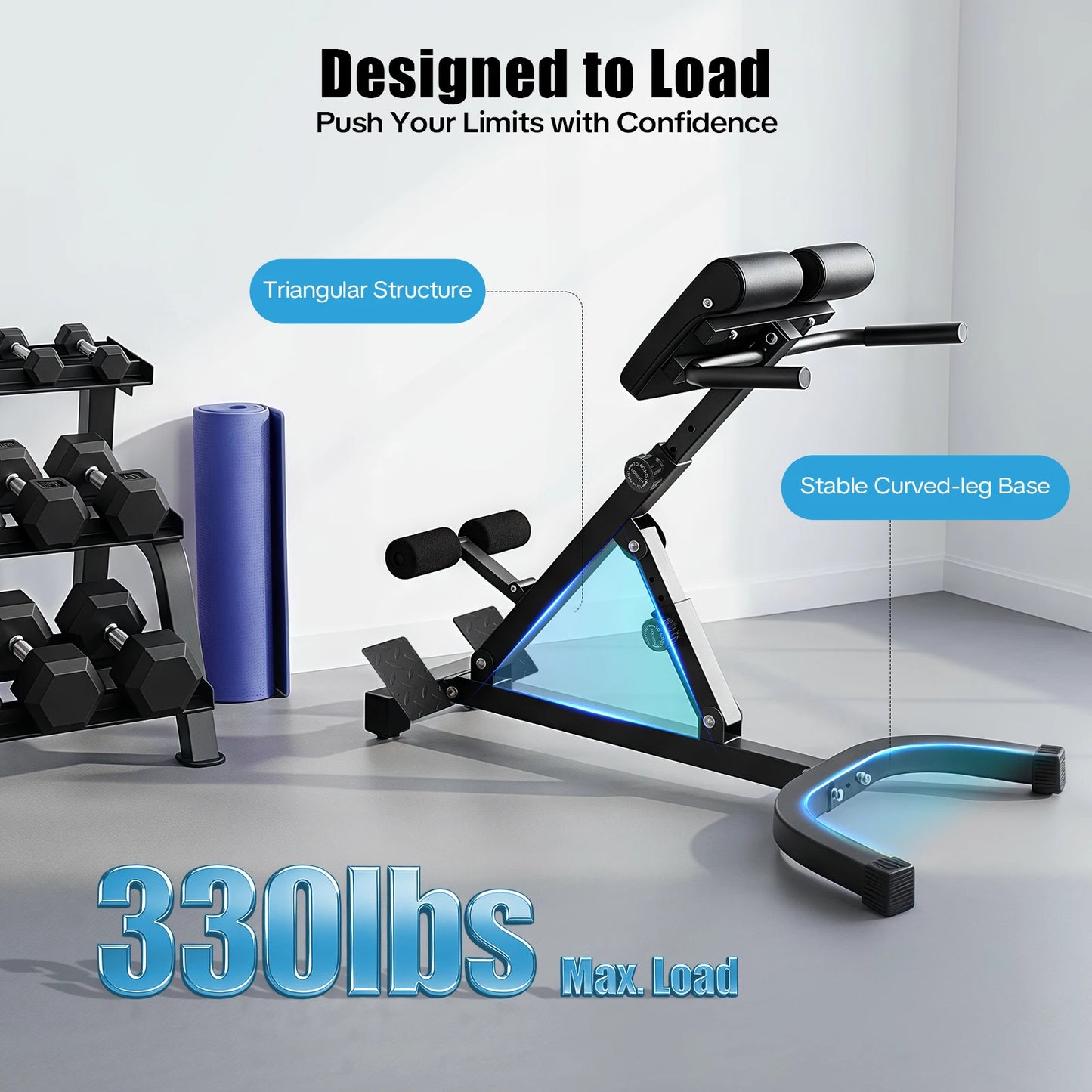 Back Extension Roman Chair Foldable Hyperextension Bench 150kg Capacity