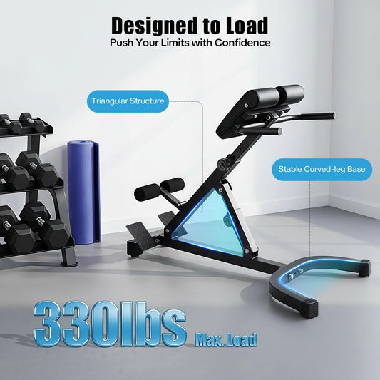 Back Extension Roman Chair Foldable Hyperextension Bench 150kg Capacity