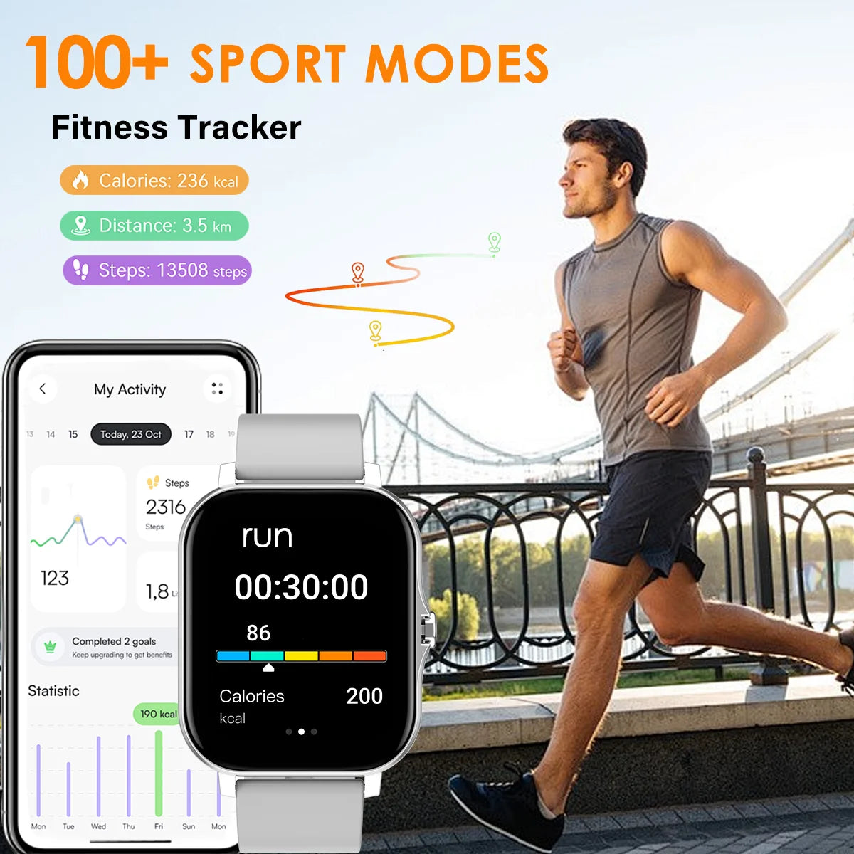 Odelettevcy Smart Watch With Bluetooth Call And Fitness Tracker
