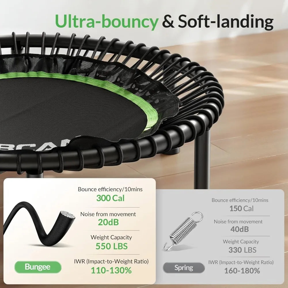 YTYIN Foldable Mini Trampoline Durable Indoor Adult Fitness Exercise Rebounder
