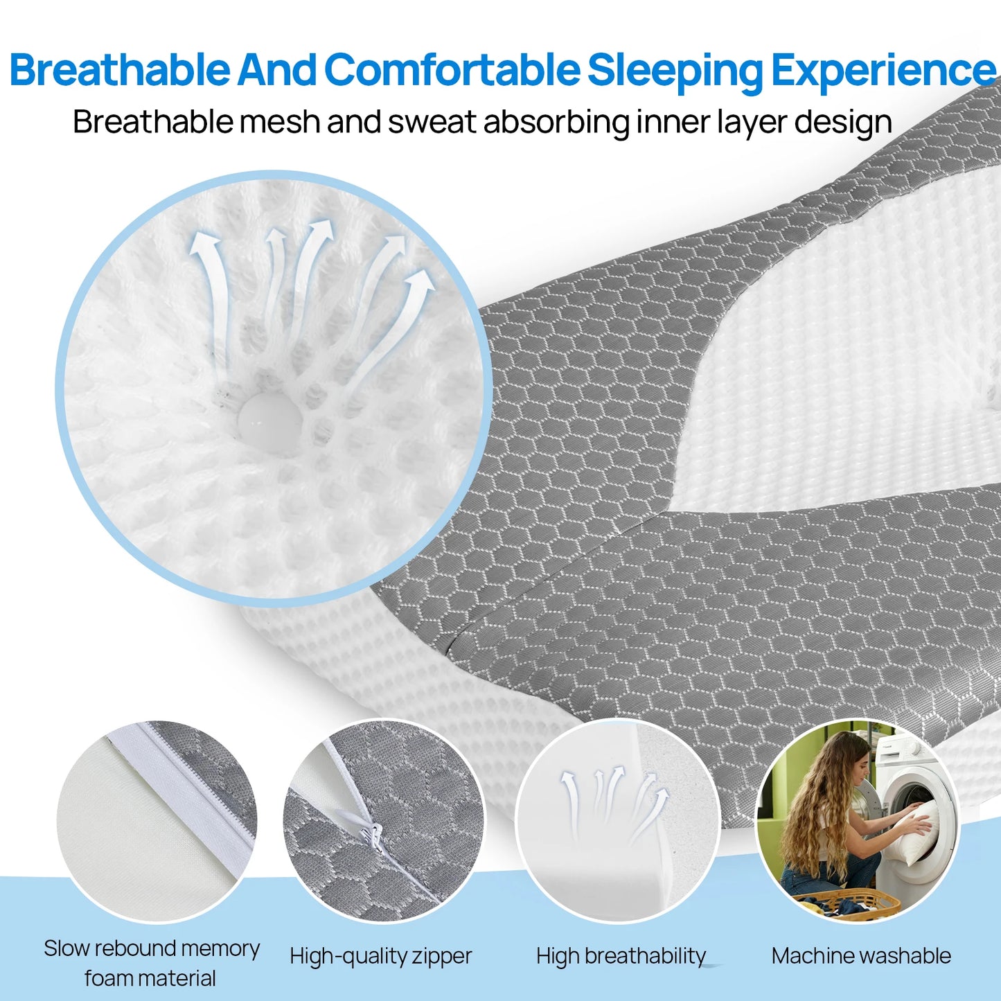 JHK Ergonomic Double Sided Memory Foam Cervical Neck Pillow